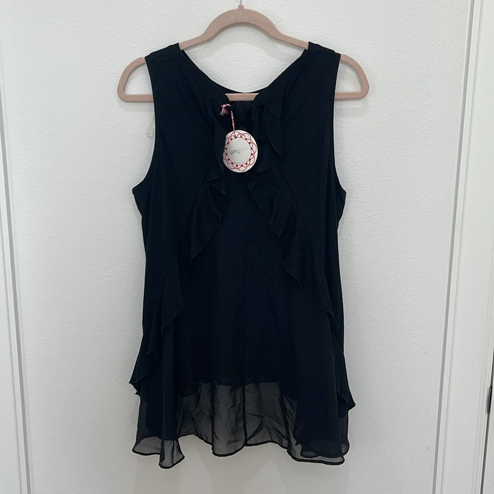 Sheer Ruffle Back Hi Lo Tank - Picture 9 of 12